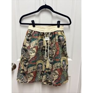 Finger Loaded GG All Over Print Skull Face Elastic Waist Drawstring Shorts